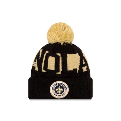 Black New Orleans Saints Hat - New Era NFL Cold Weather Sport Knit Beanie USA5987130